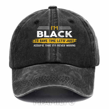Black Never Wrong Washed Baseball Cap
