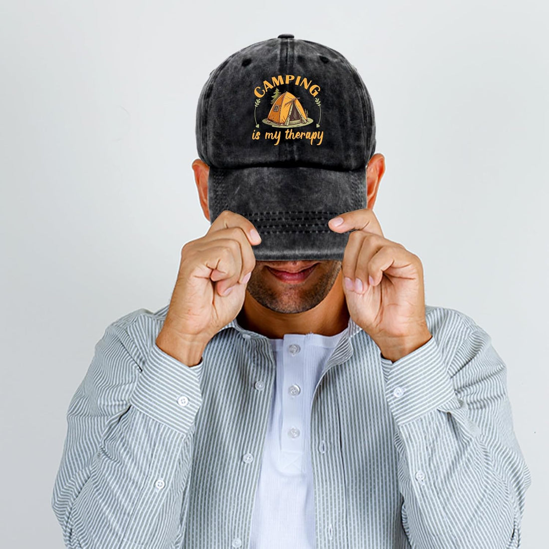 Camping is My Therapy Vintage Washed Baseball Cap