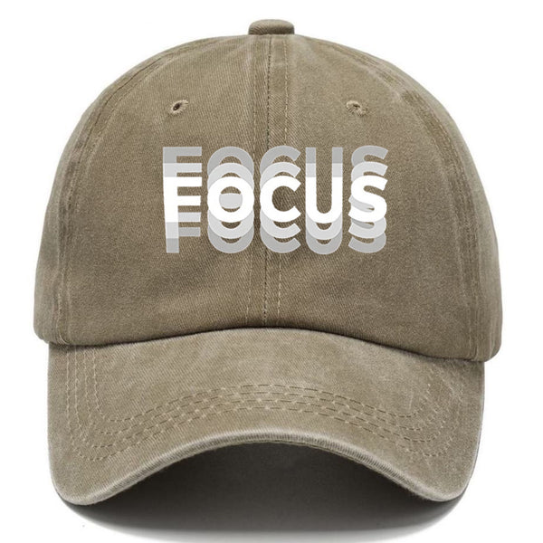 Focus Print & Gradient Effect Washed Baseball Cap