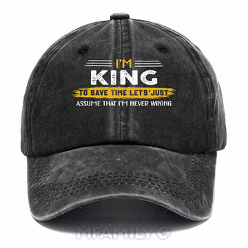 King Never Wrong Washed Baseball Cap