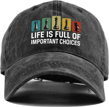Life is Full of Important Choices, Funny Chess Vintage Washed Baseball Cap