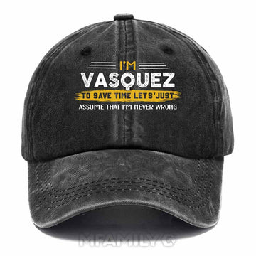 Vasquez Never Wrong Washed Baseball Cap