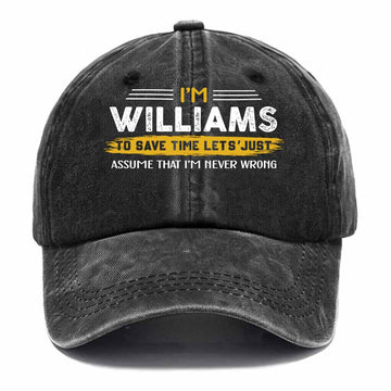 Williams Never Wrong Washed Baseball Cap