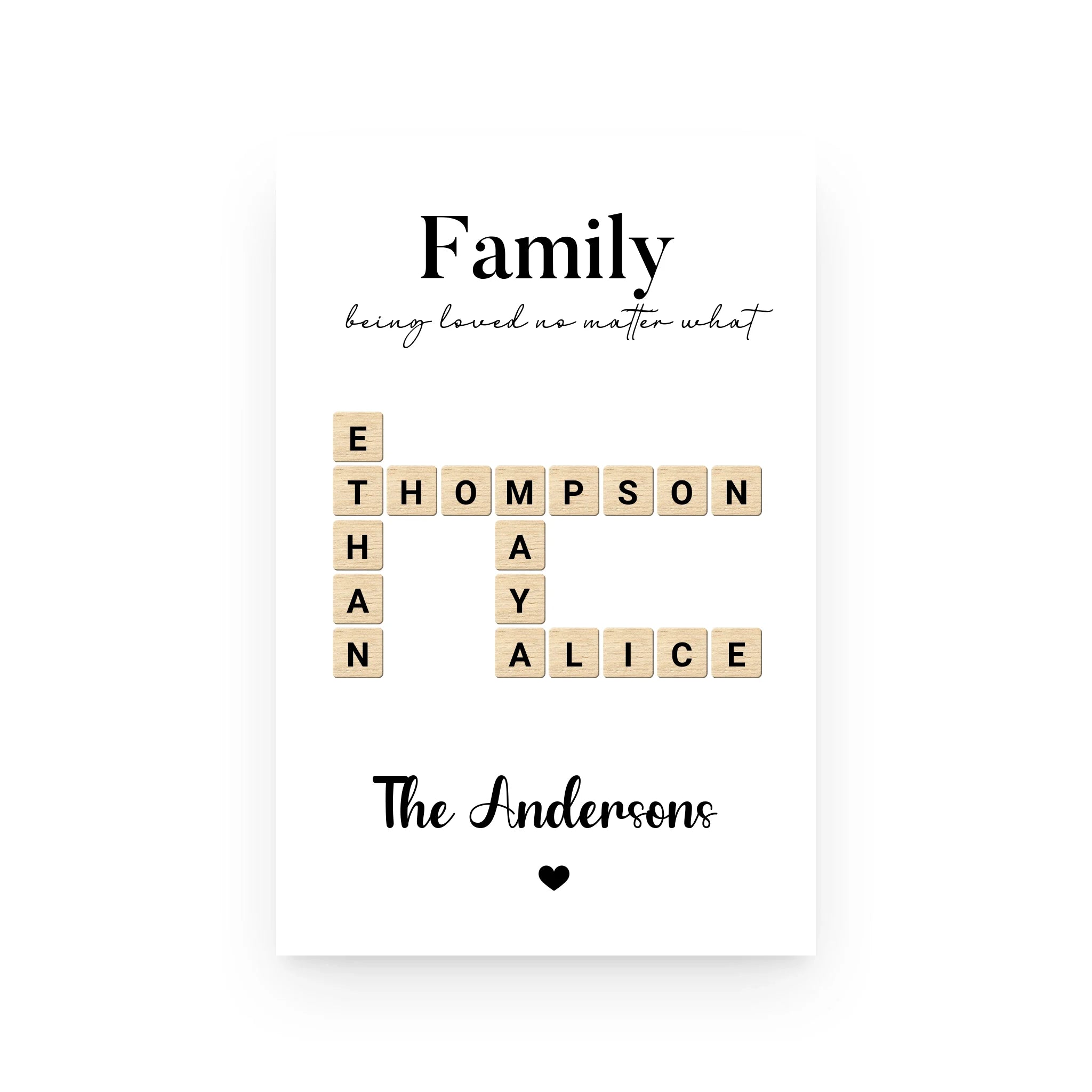 Personalized Anderson Family Crossword Poster - Scrabble Feature