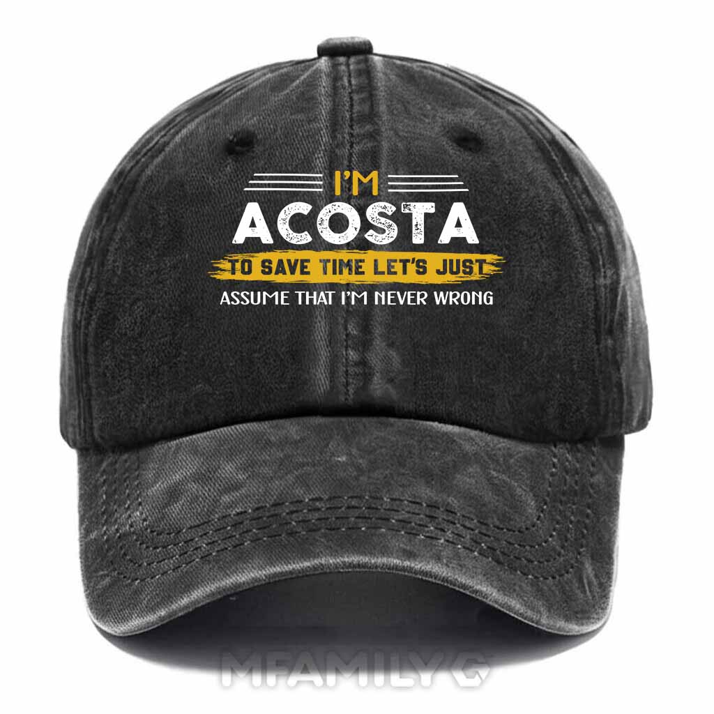 Acosta Never Wrong Washed Baseball Cap