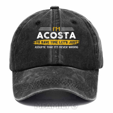 Acosta Never Wrong Washed Baseball Cap