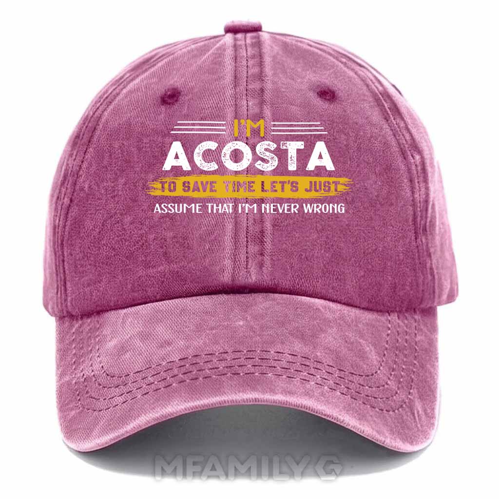 Acosta Never Wrong Washed Baseball Cap
