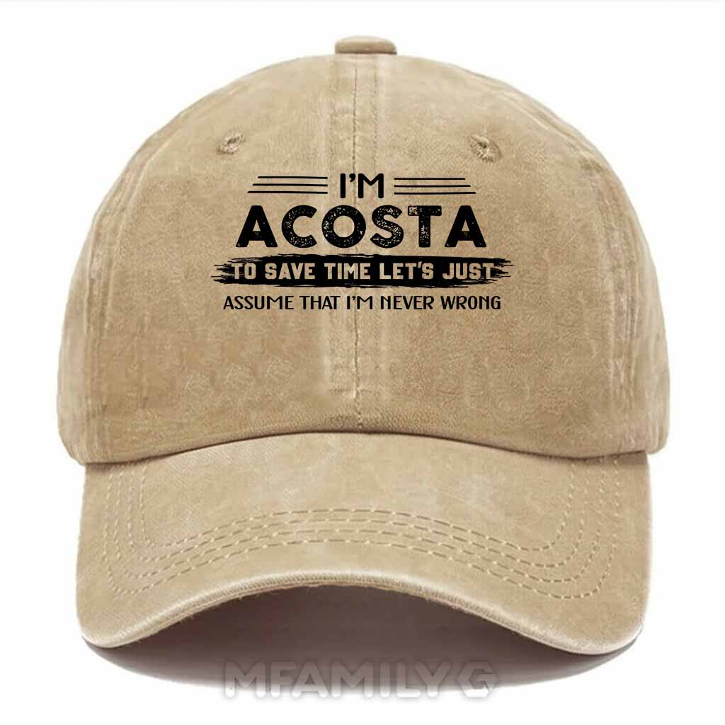 Acosta Never Wrong Washed Baseball Cap