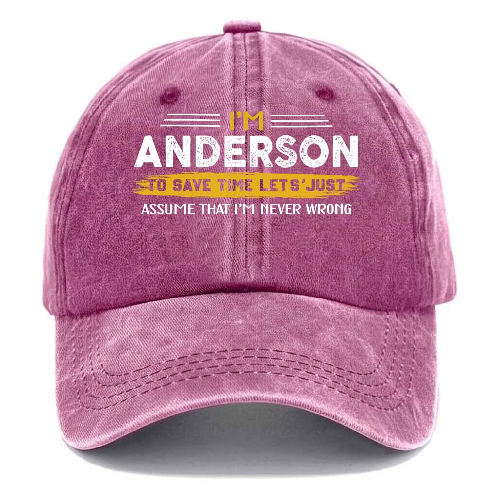 Anderson Never Wrong Washed Baseball Cap