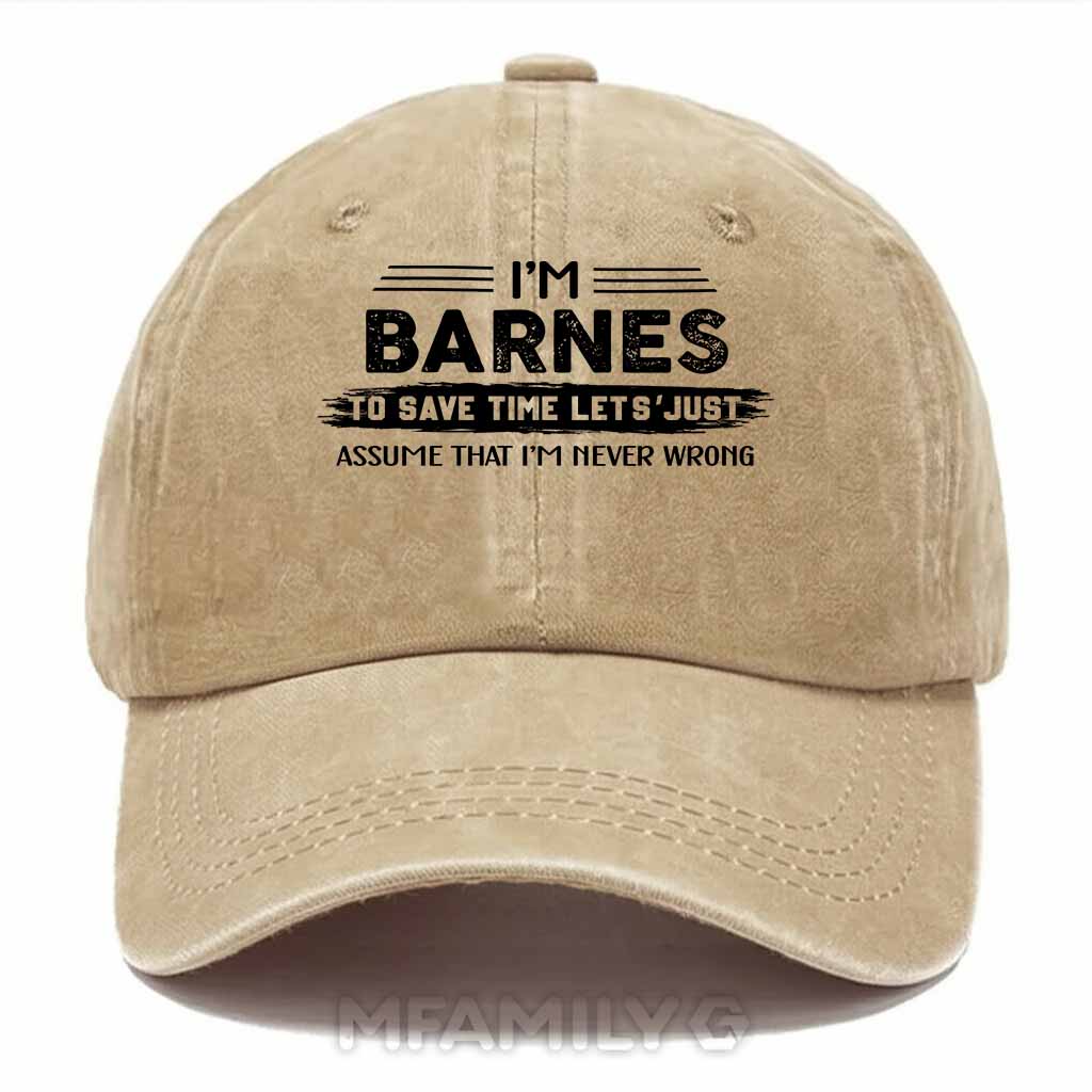 Barnes Never Wrong Washed Baseball Cap