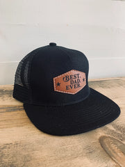 Best Dad Ever Leather Patch Trucker Hat