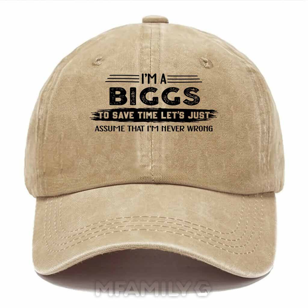 Biggs Never Wrong Washed Baseball Cap
