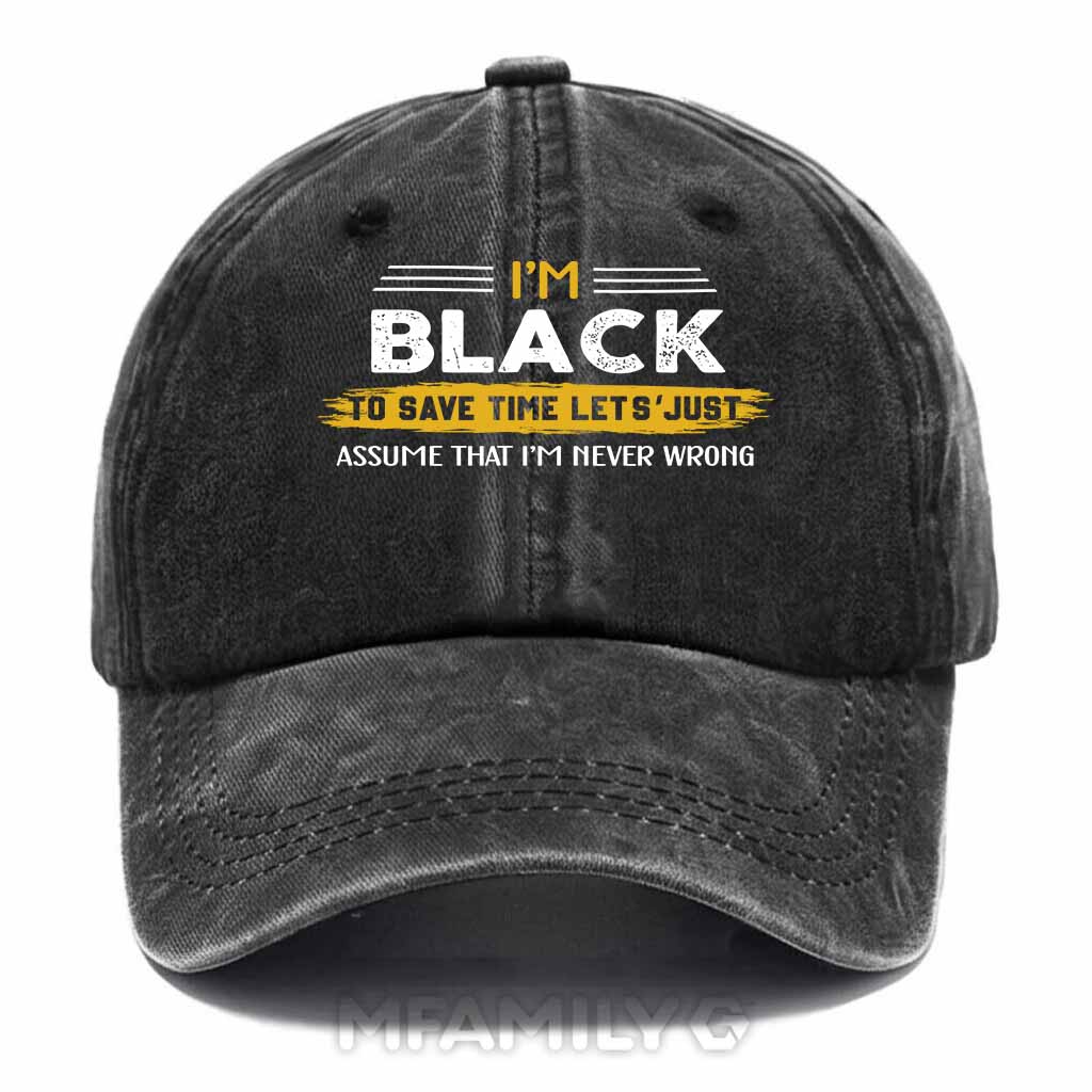 Black Never Wrong Washed Baseball Cap