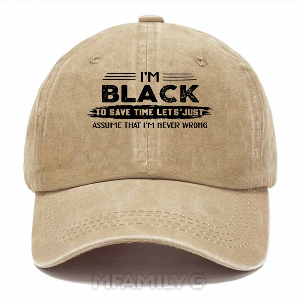 Black Never Wrong Washed Baseball Cap