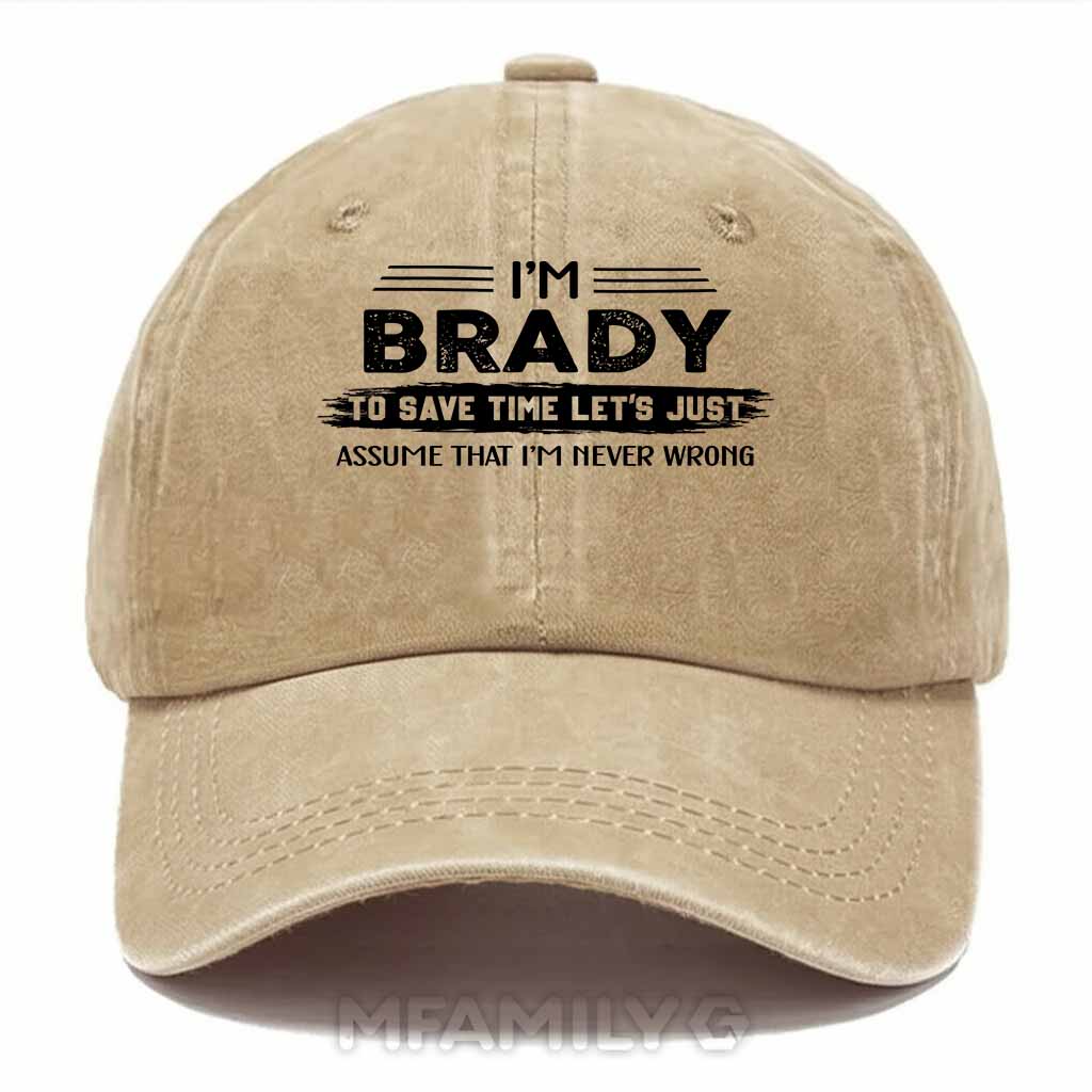 Brady Never Wrong Washed Baseball Cap