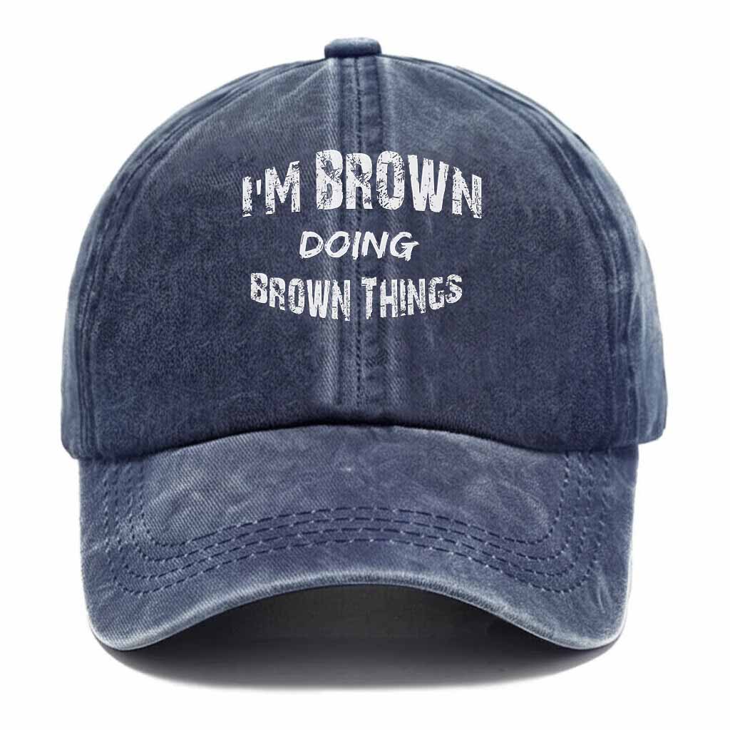 Brown Doing Brown Things Washed Baseball Cap