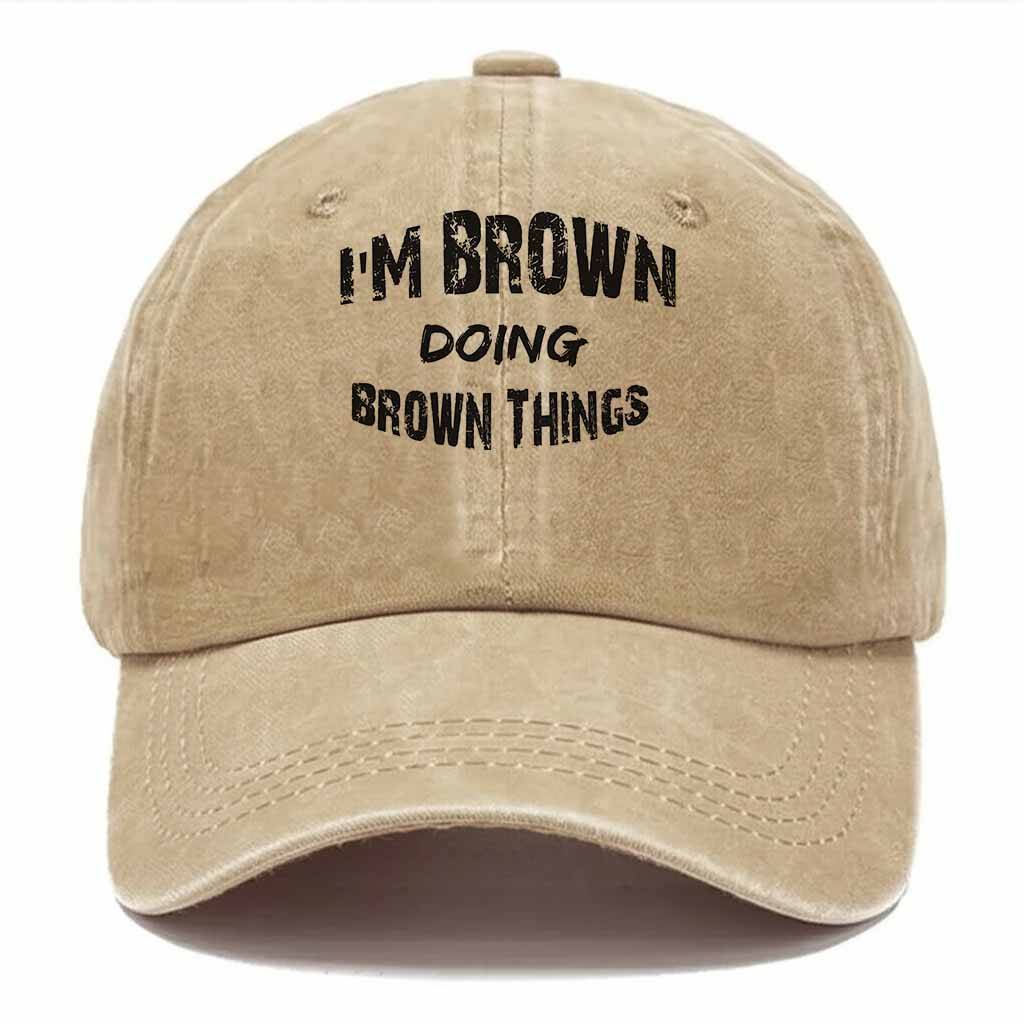 Brown Doing Brown Things Washed Baseball Cap