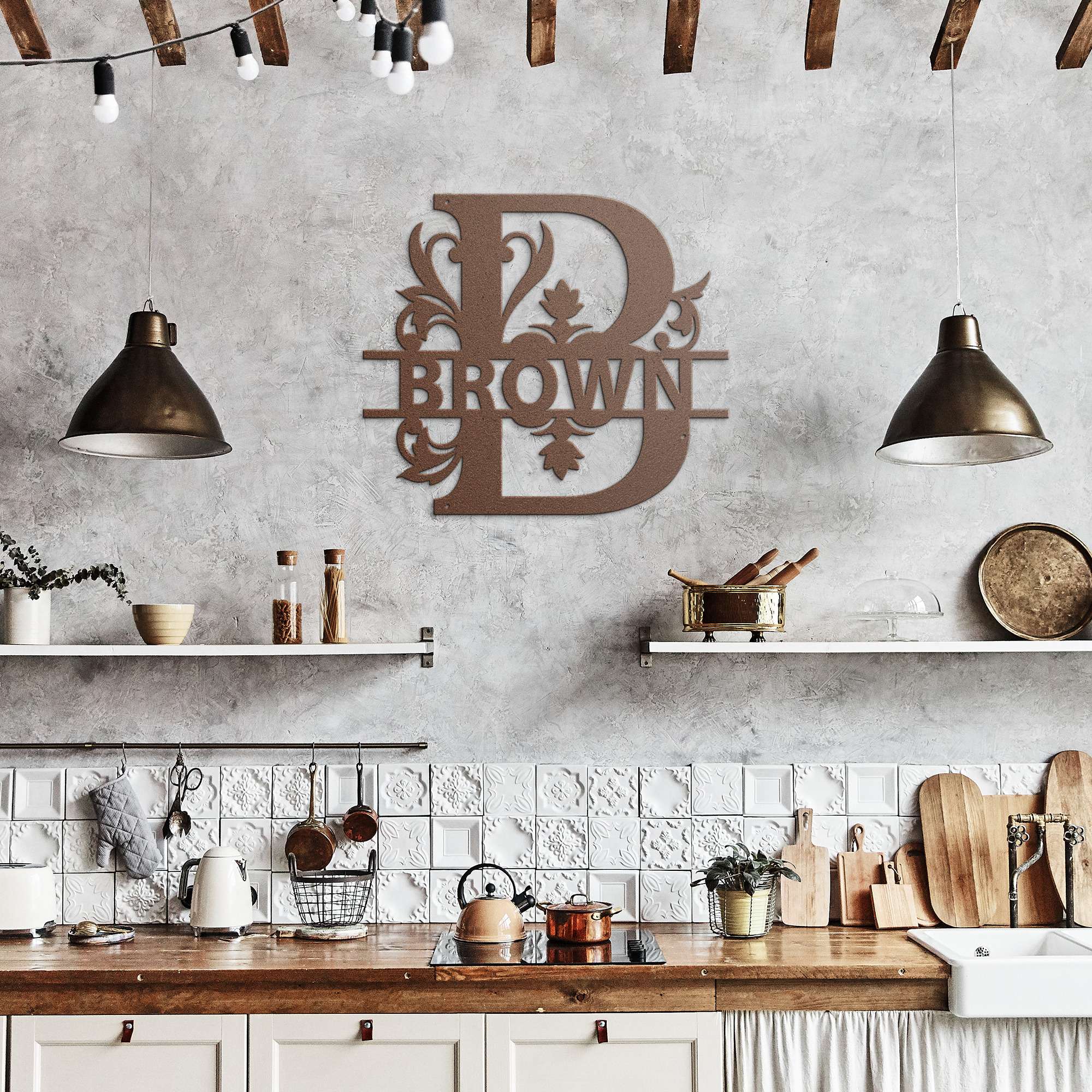 Brown Family Monogram Metal Sign