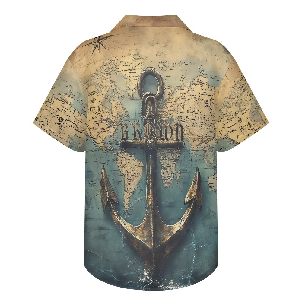 Brown Family Vintage Anchor Hawaiian Shirt
