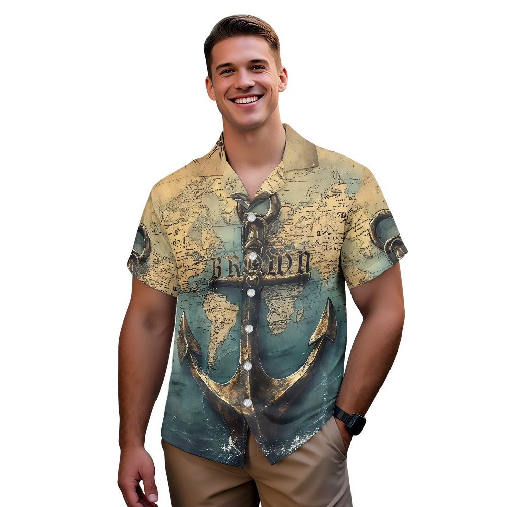 Brown Family Vintage Anchor Hawaiian Shirt