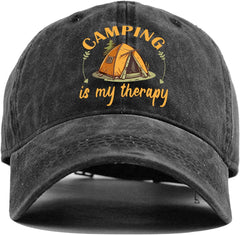 Camping is My Therapy Vintage Washed Baseball Cap