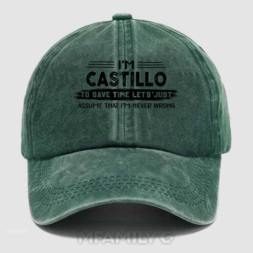 Castillo Never Wrong Washed Baseball Cap
