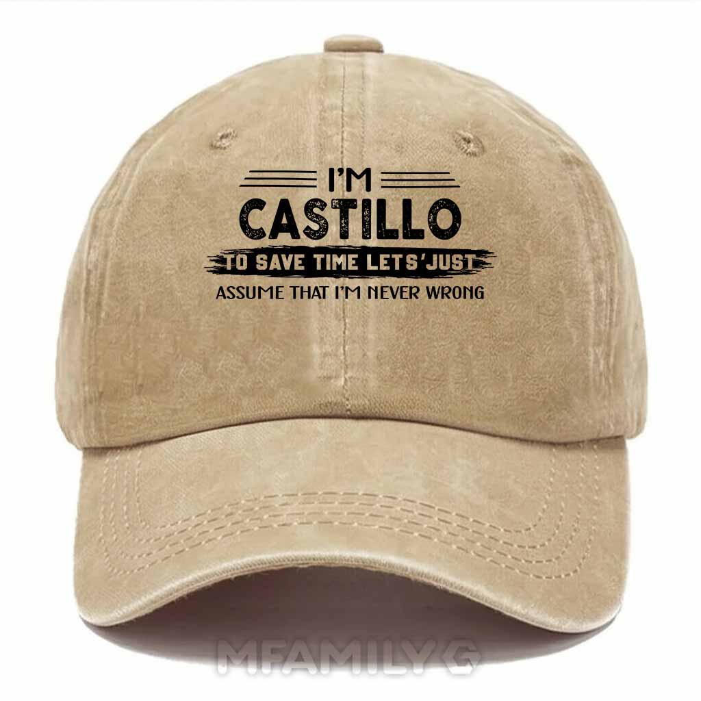 Castillo Never Wrong Washed Baseball Cap