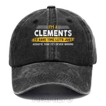 Clements Never Wrong Washed Baseball Cap