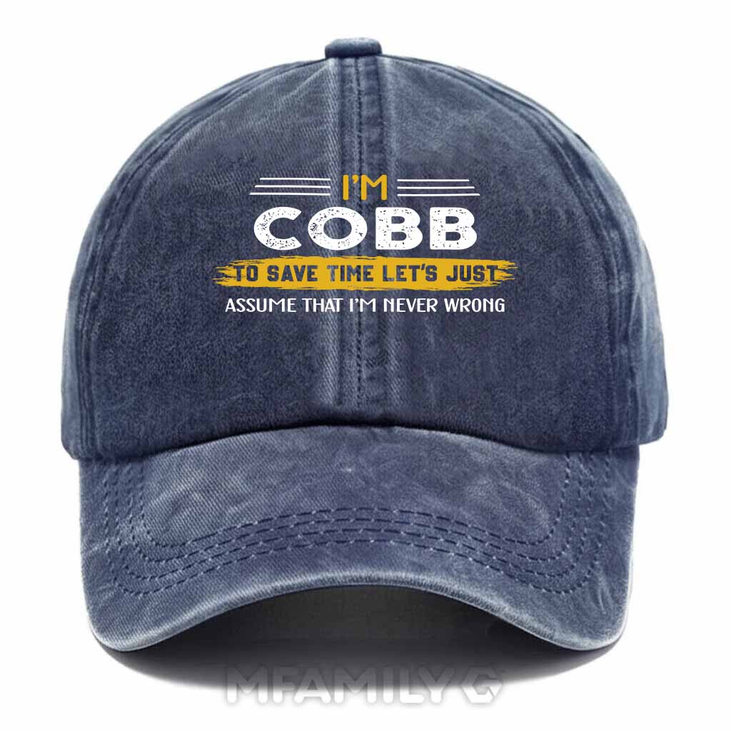 Cobb Never Wrong Washed Baseball Cap