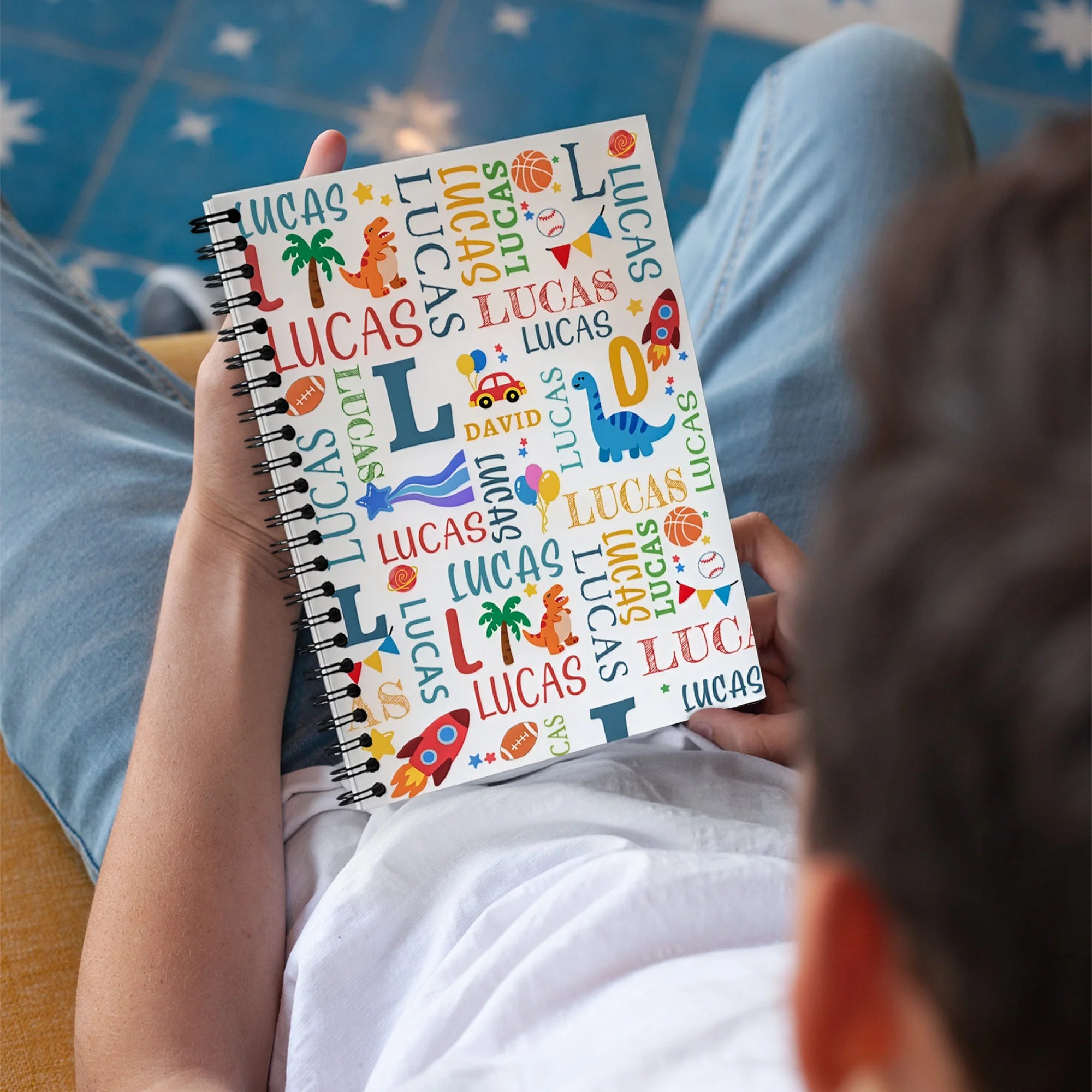 Custom Name Unicorn Dinosaur A5 Notebook – Back to School Gift for Kids