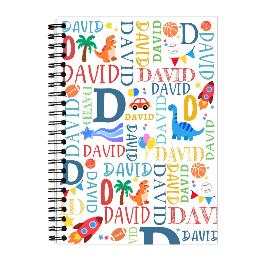 Custom Name Unicorn Dinosaur A5 Notebook – Back to School Gift for Kids