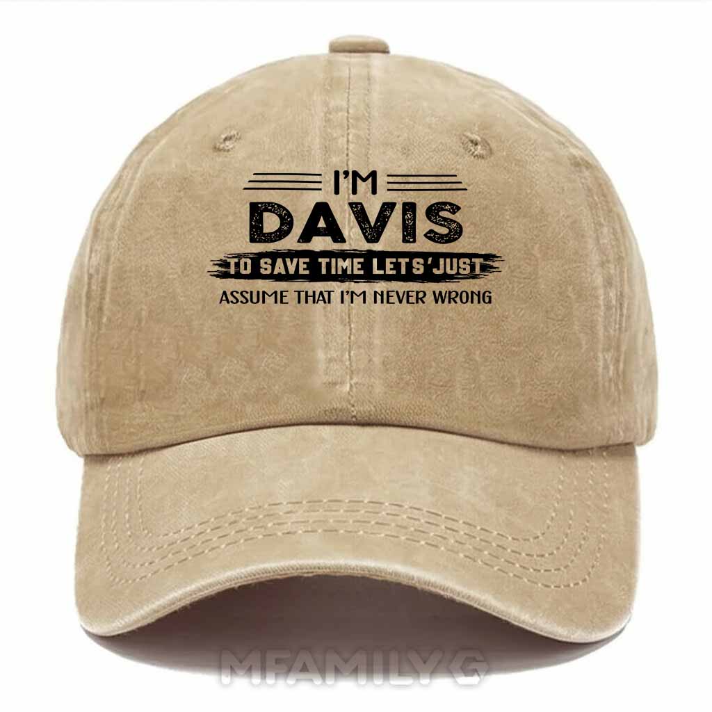 Davis Never Wrong Washed Baseball Cap
