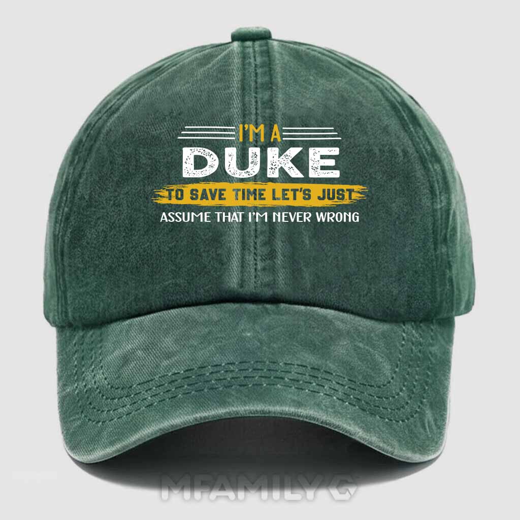 Duke Never Wrong Washed Baseball Cap