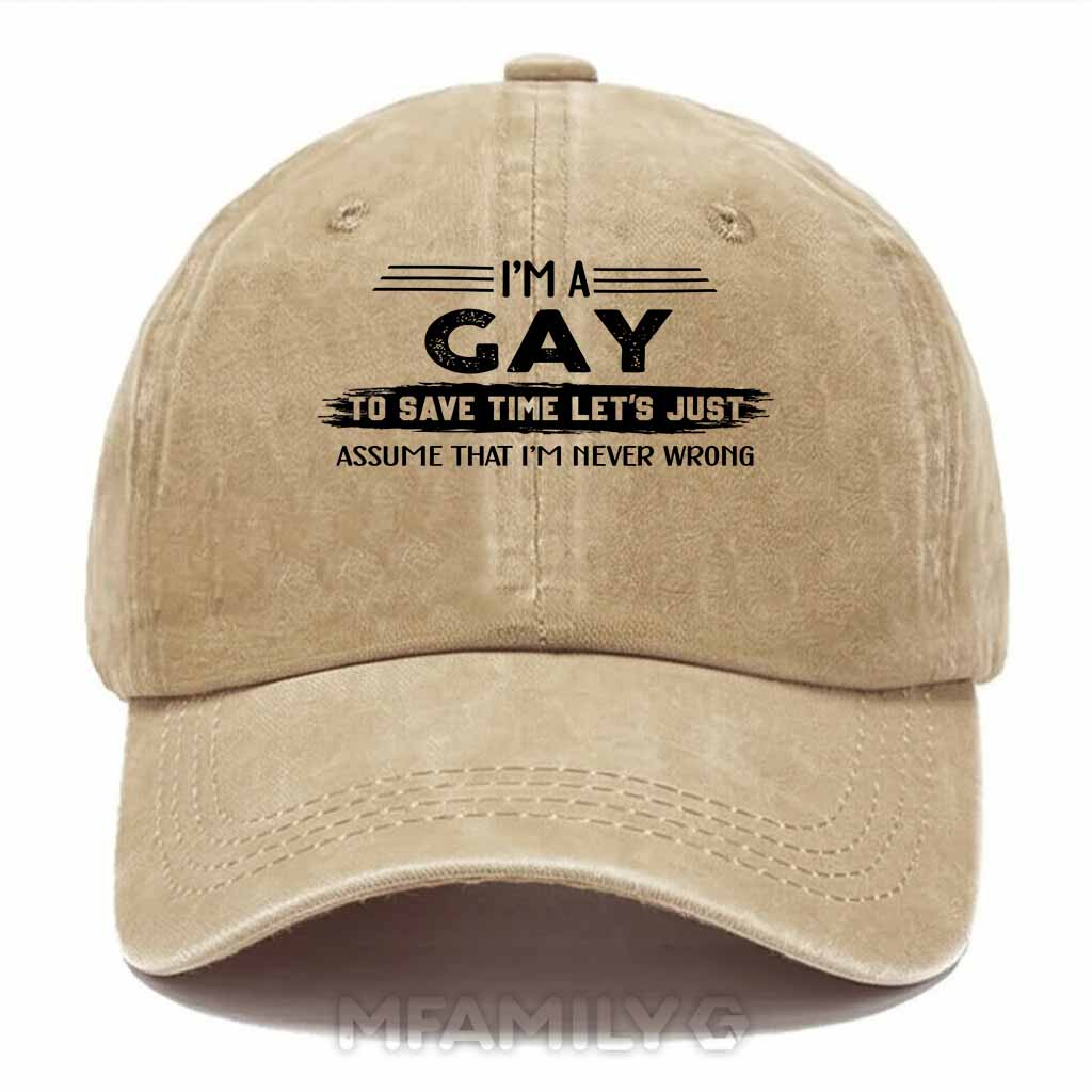 Gay Never Wrong Washed Baseball Cap