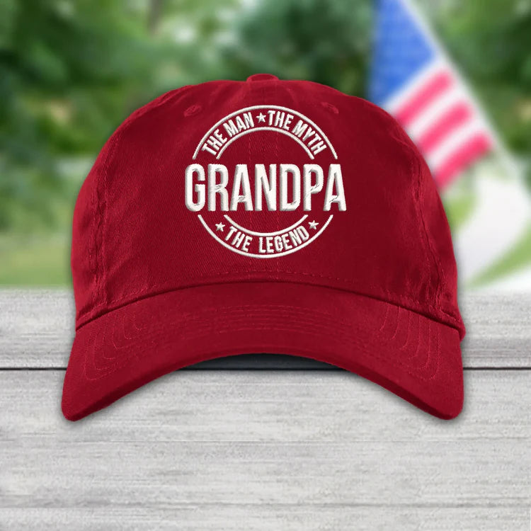 Grandpa The Man The Myth The Legend Embroidery Cap