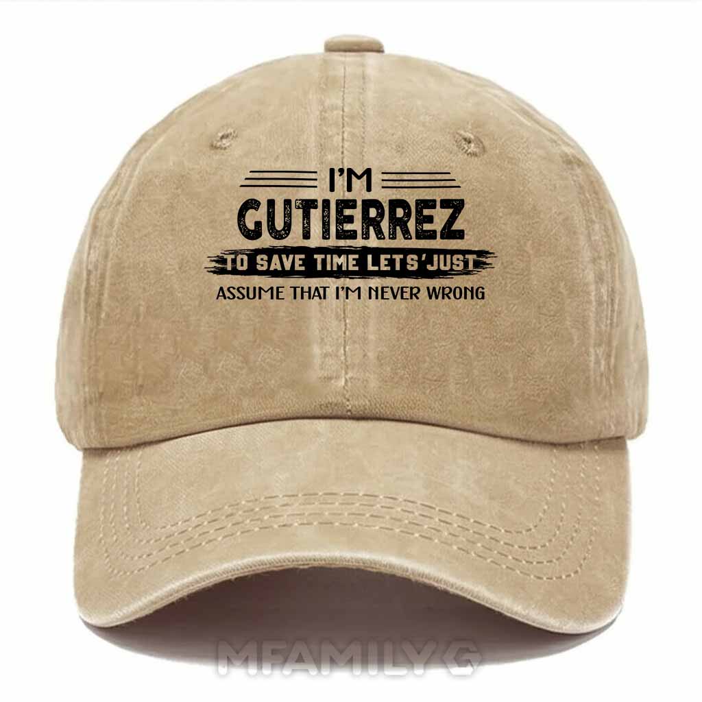 Gutierrez Never Wrong Washed Baseball Cap