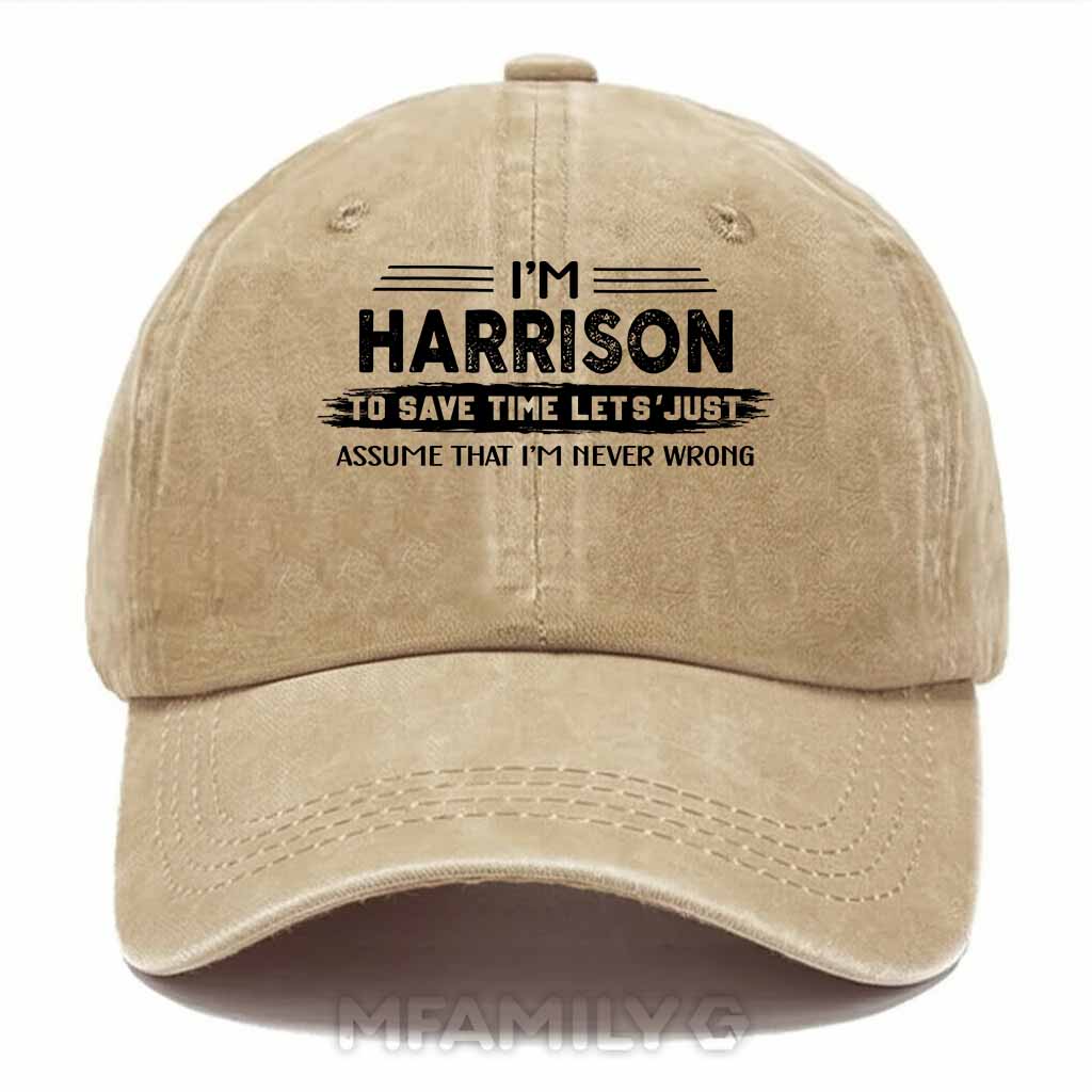 Harrison Never Wrong Washed Baseball Cap