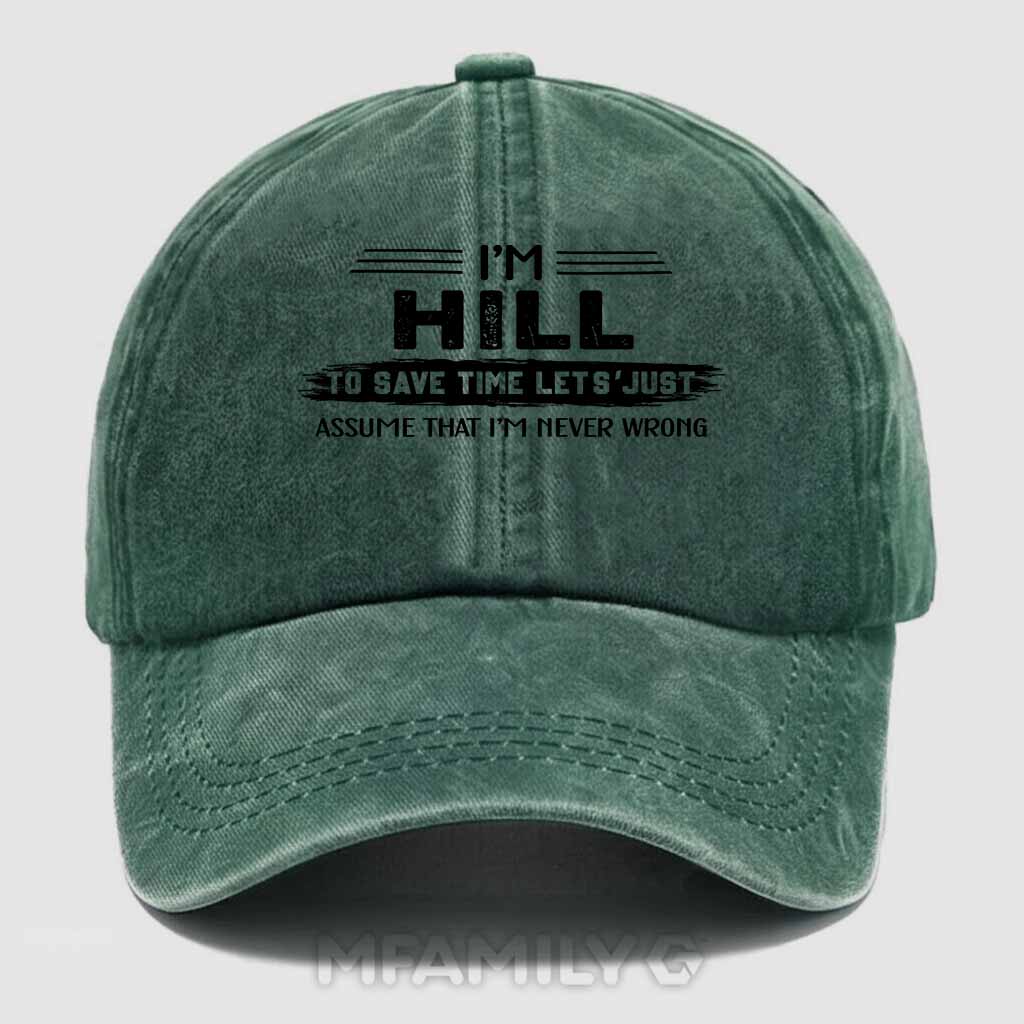 Hill Never Wrong Washed Baseball Cap