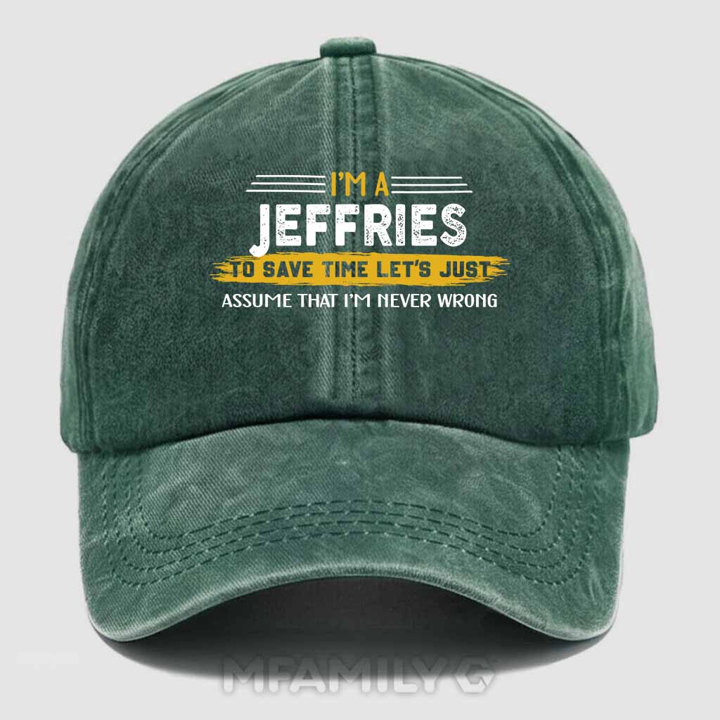 Jeffries Never Wrong Washed Baseball Cap