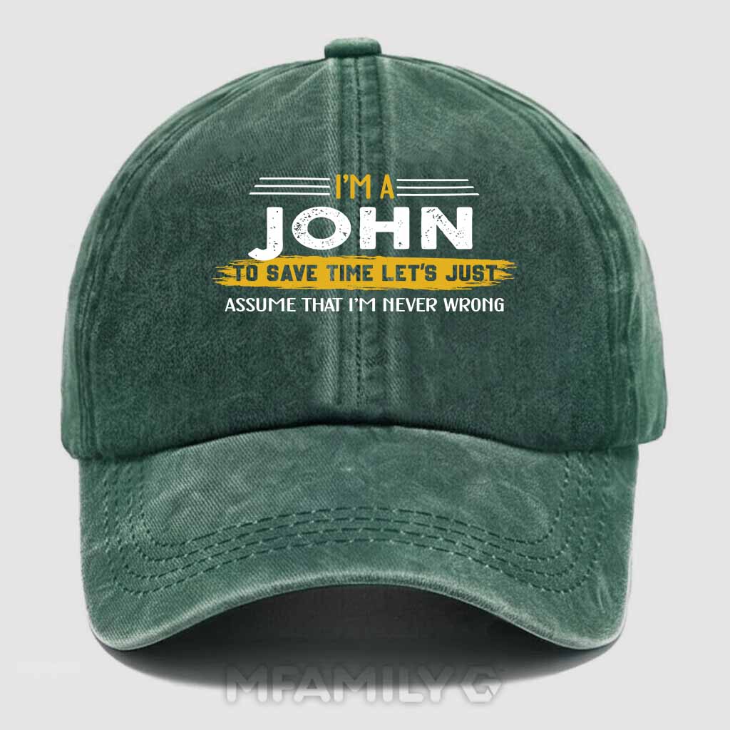 John Never Wrong Washed Baseball Cap
