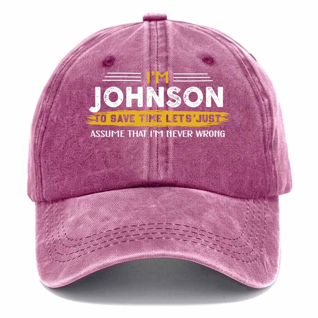 Johnson Never Wrong Washed Baseball Cap
