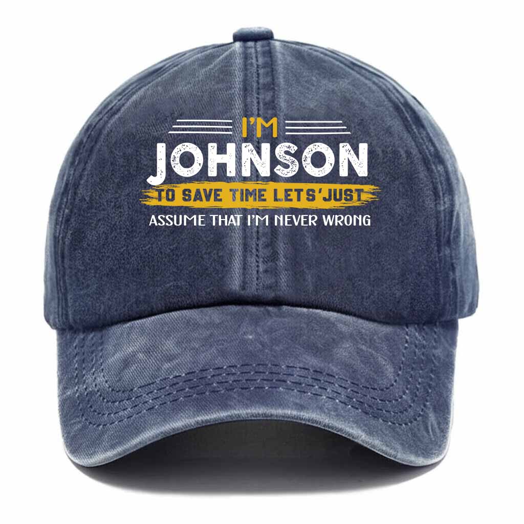 Johnson Never Wrong Washed Baseball Cap