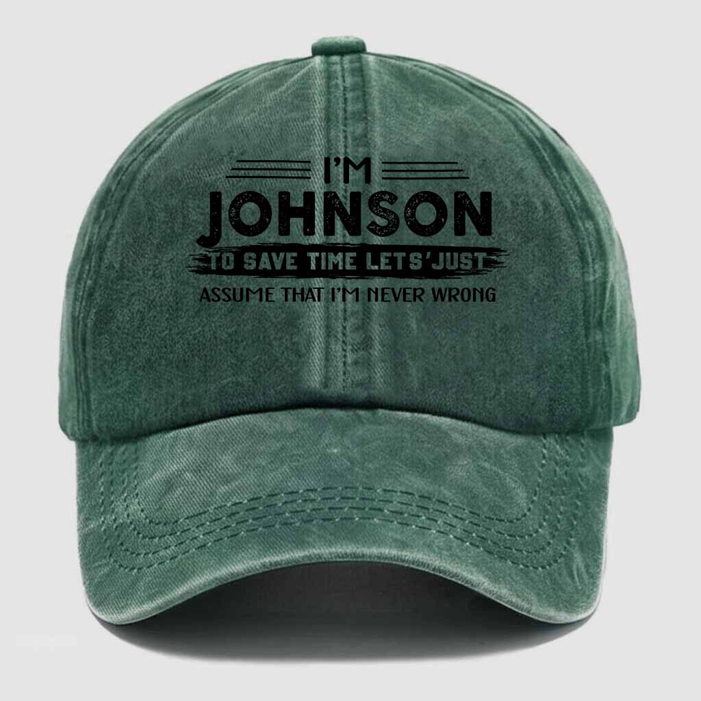 Johnson Never Wrong Washed Baseball Cap