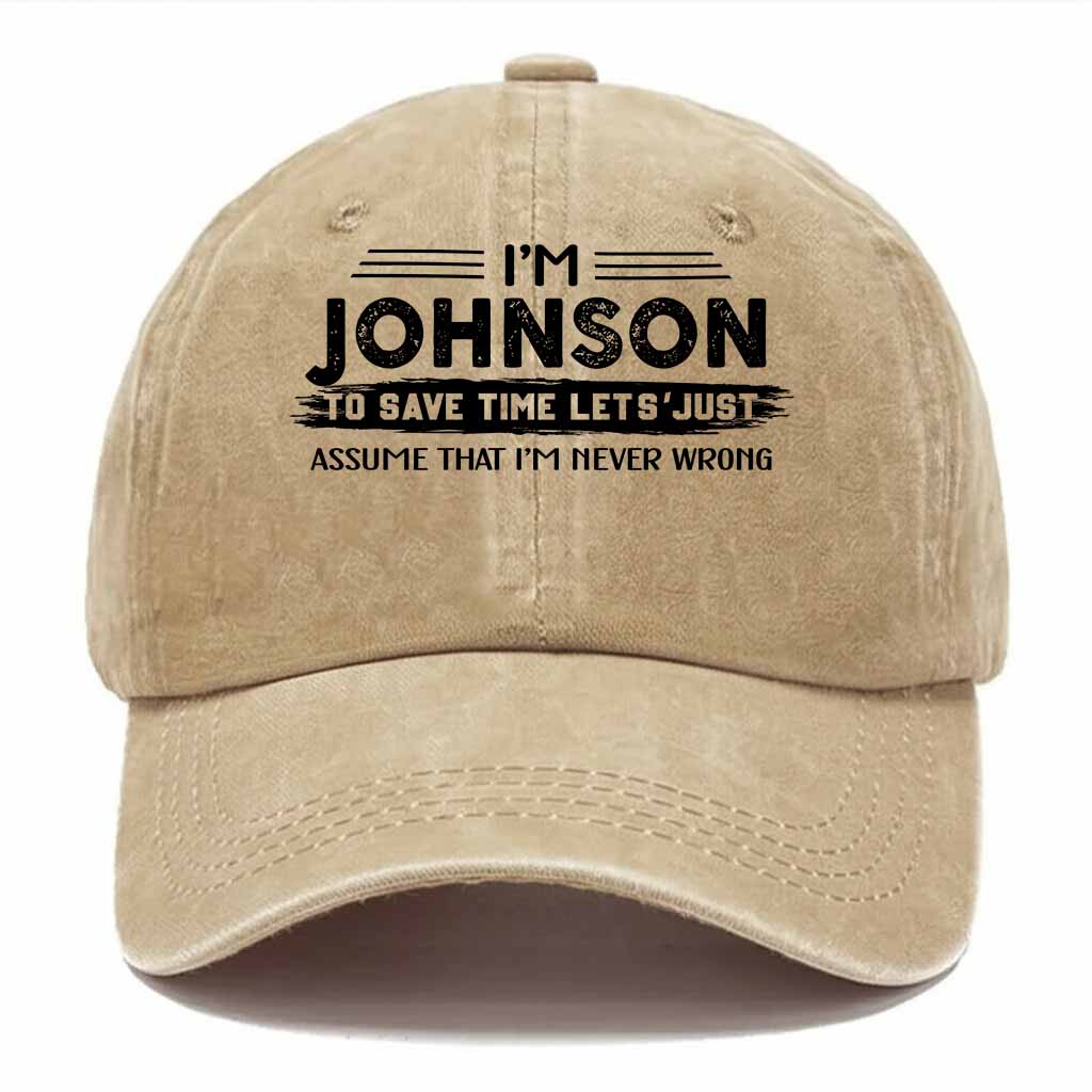 Johnson Never Wrong Washed Baseball Cap