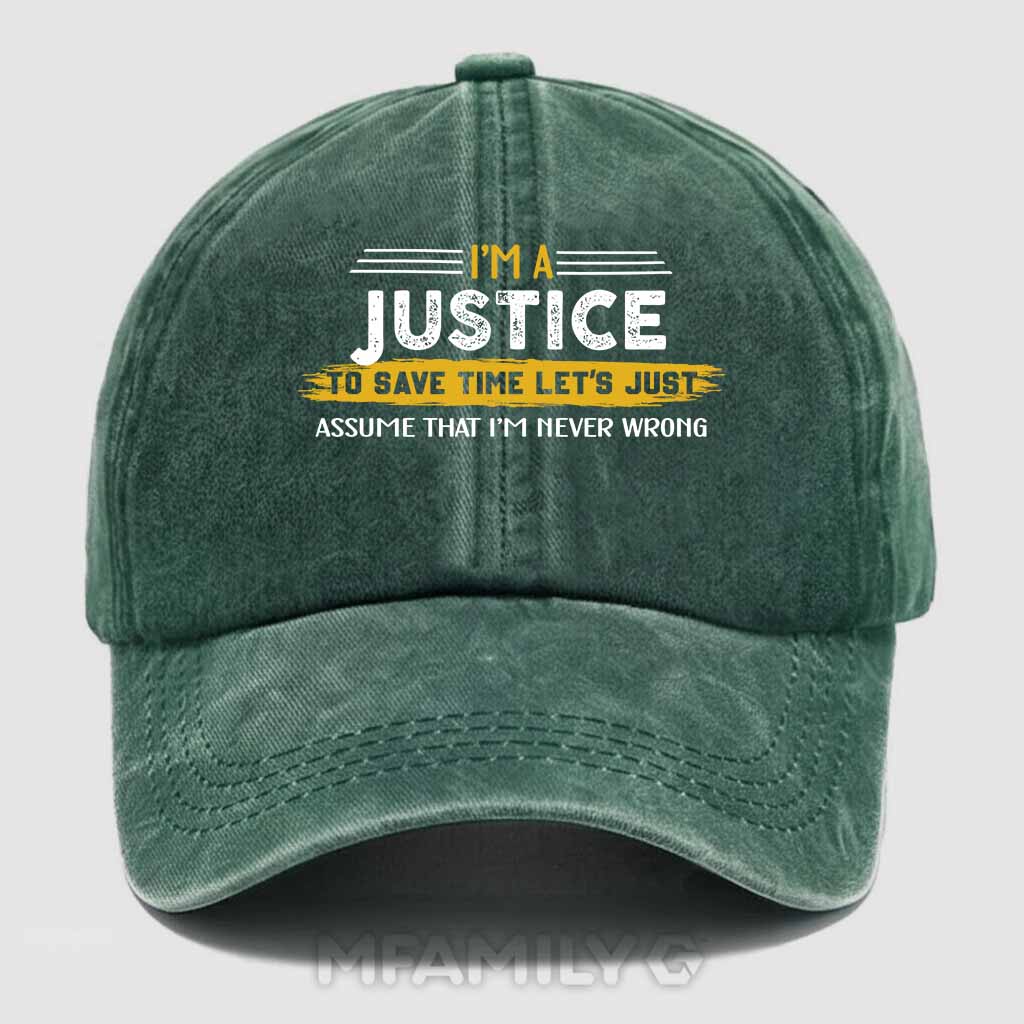 Justice Never Wrong Washed Baseball Cap