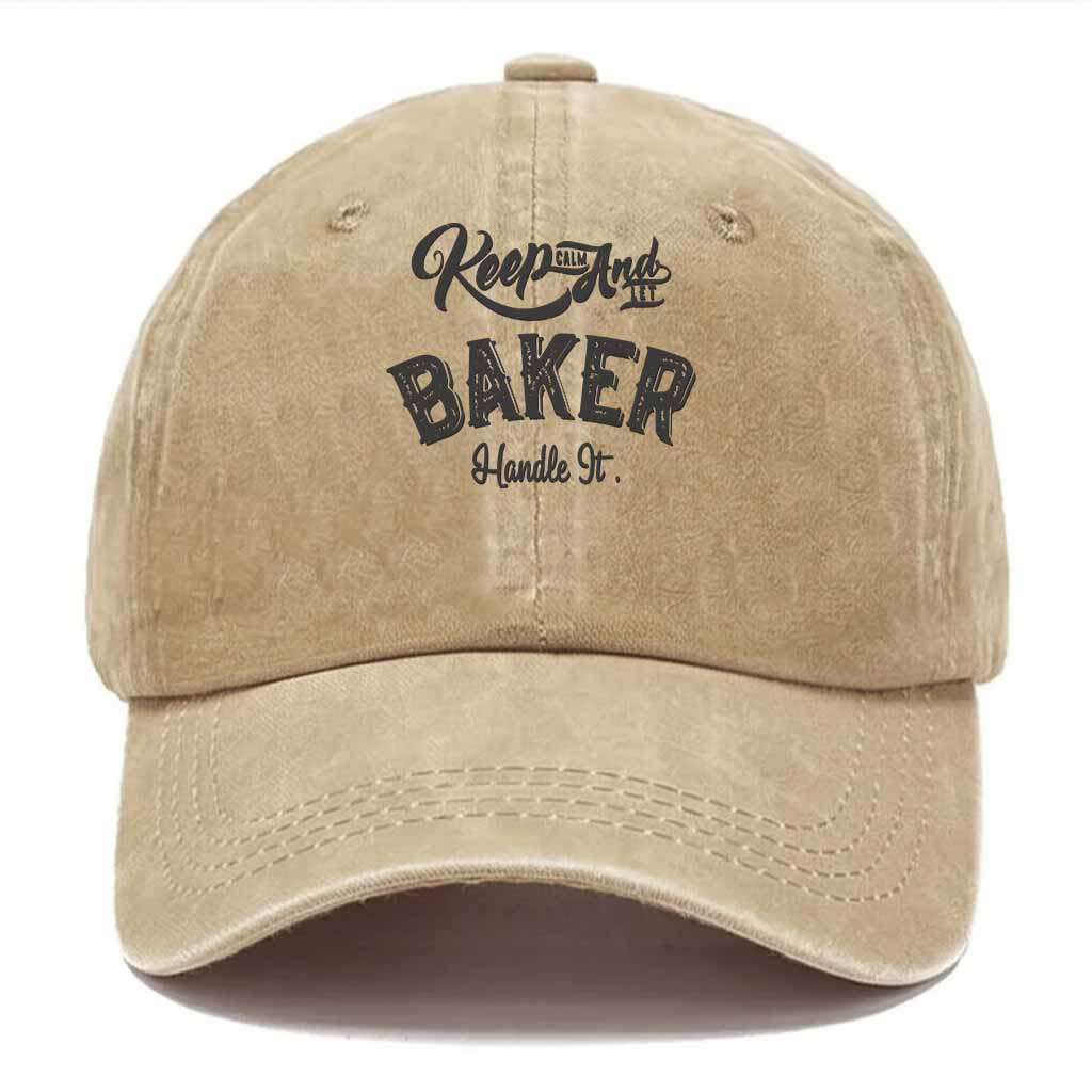 Keep Clam And Let Baker Handle It Washed Baseball Cap
