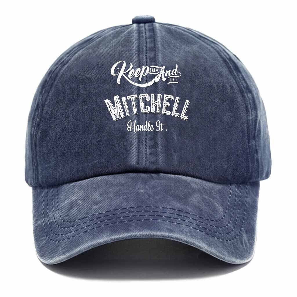 Keep Clam And Let Mitchell Handle It Washed Baseball Cap
