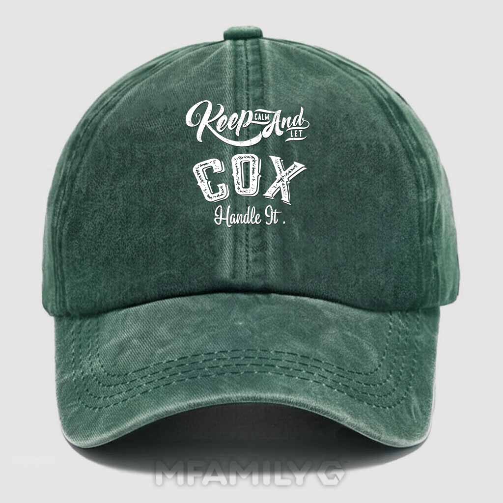 Keep Calm And Let Cox Handle It Washed Baseball Cap