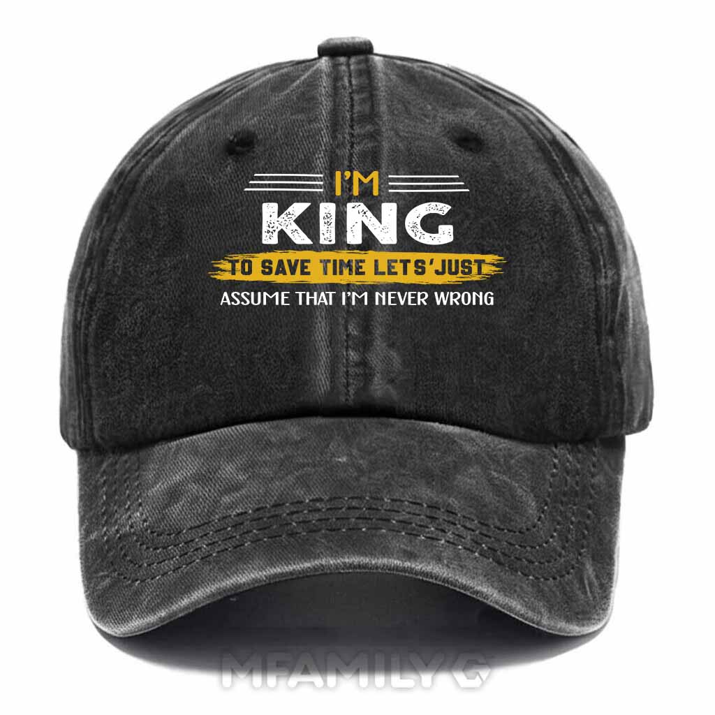 King Never Wrong Washed Baseball Cap