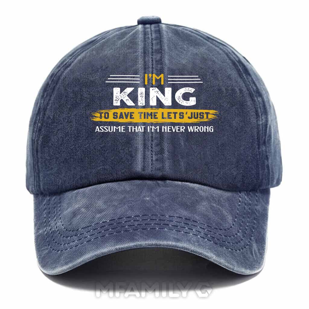 King Never Wrong Washed Baseball Cap
